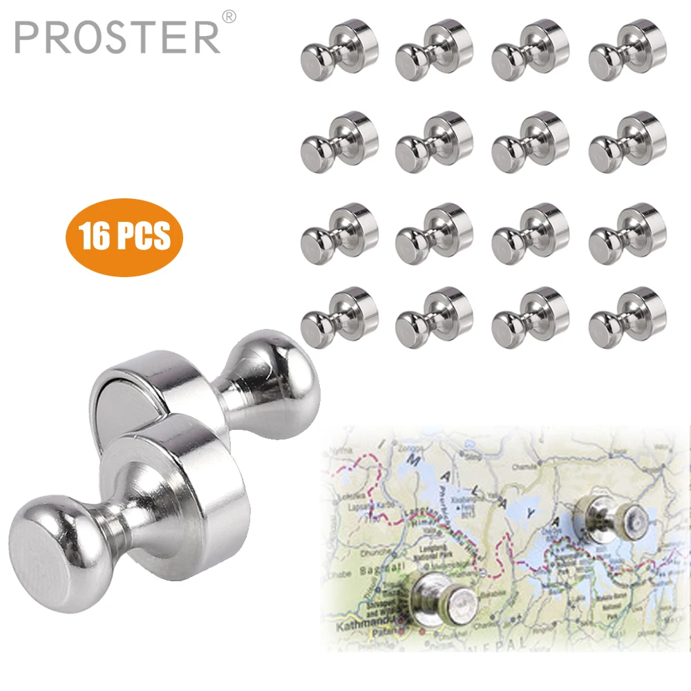 PROSTER 16 шт. для штифтов серебряные магниты Матовый никель штифт сильные магниты для холодильника, доски, карты, календаря