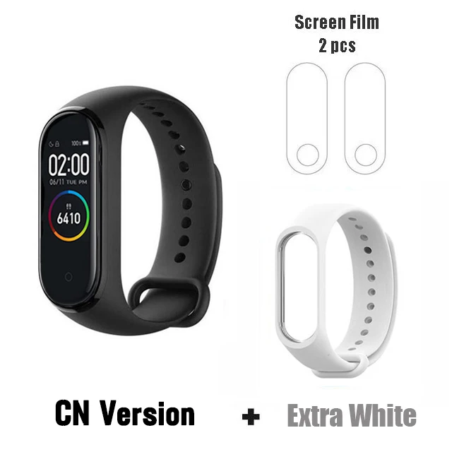 CN white film Глобальная версия Xiaomi Mi Band 3 Смарт-Браслет фитнес-браслет 3 большой сенсорный экран сообщение частота сердечных сокращений Smartband - Цвет: CN white film