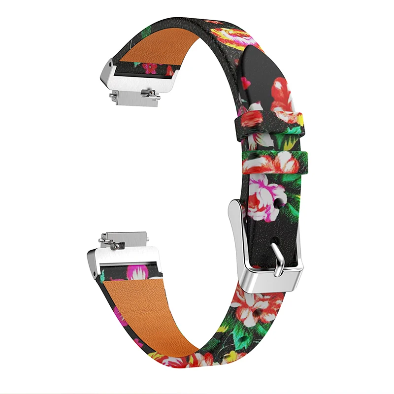 Кожаный ремешок для часов Fitbit Inspire, кожаный ремешок с цветочным рисунком, ремешок для часов Fitbit Inspire