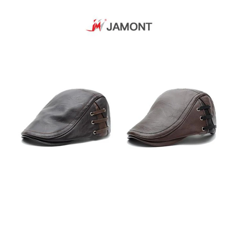 JAMONTT Ретро стиль мужская шапка зимняя козырек из искусственной кожи берет модная