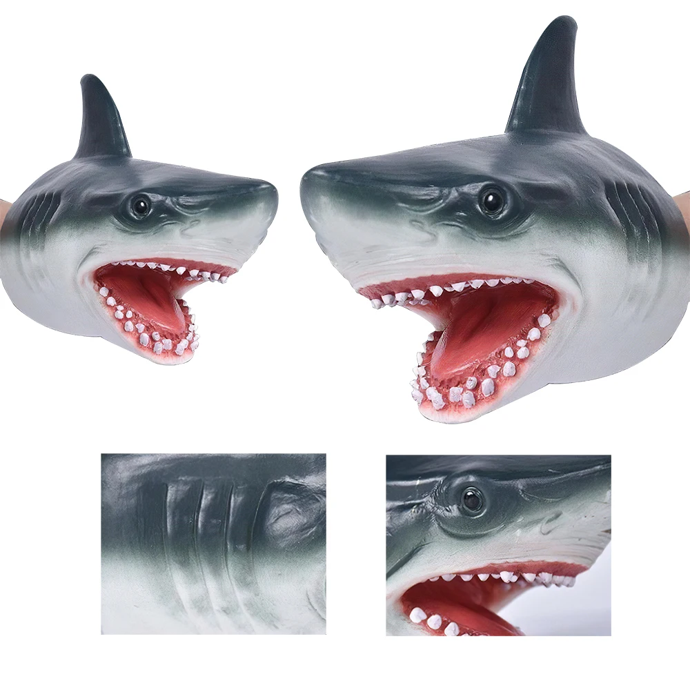 

Soft Shark Gloves Realistic Shark Hand Puppet Soft Plastic Mouth Free Deformation Toys Animal Head Gloves Kids Toys Funny Gift