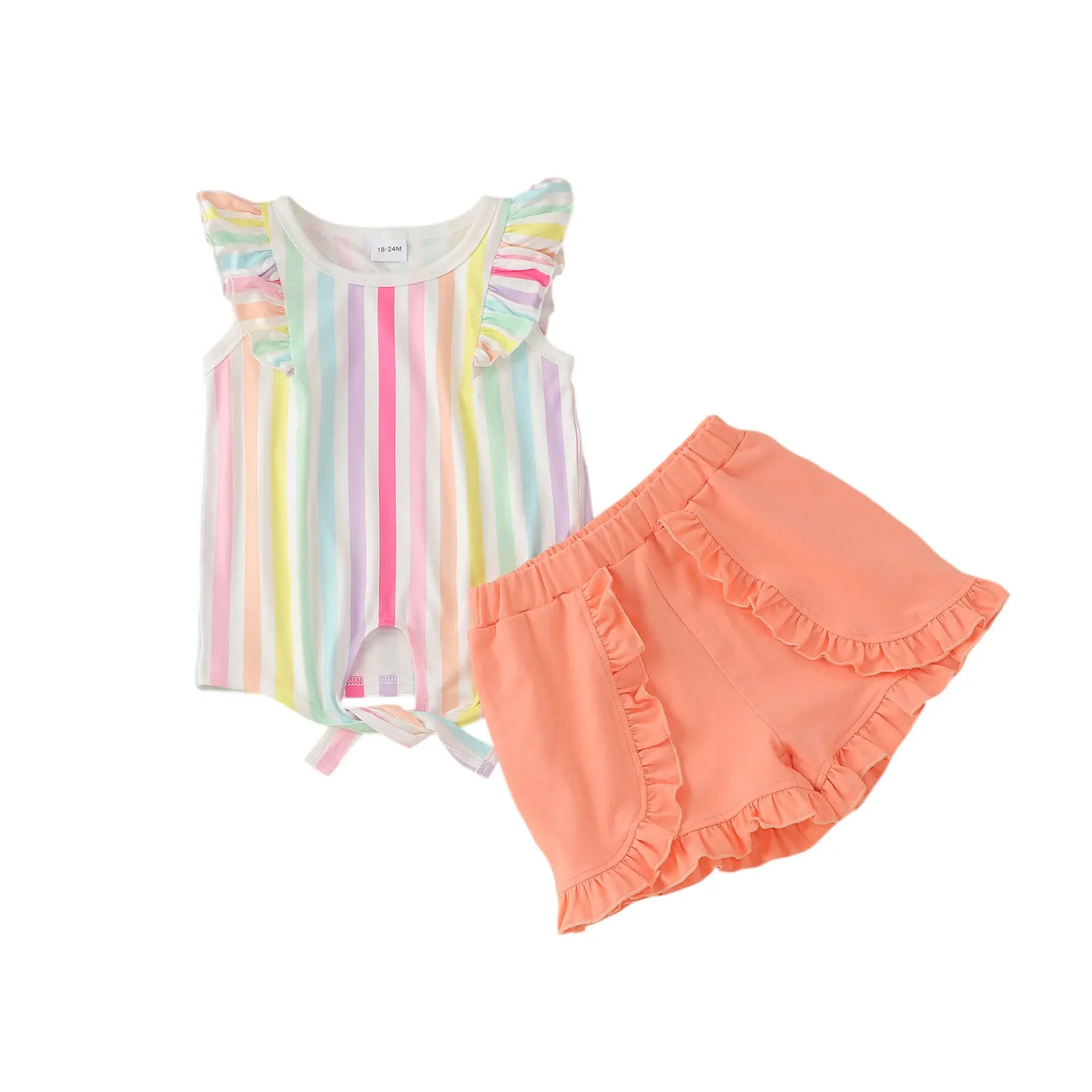 Летний комплект одежды для маленьких девочек в полоску Citgeett комбинезон с