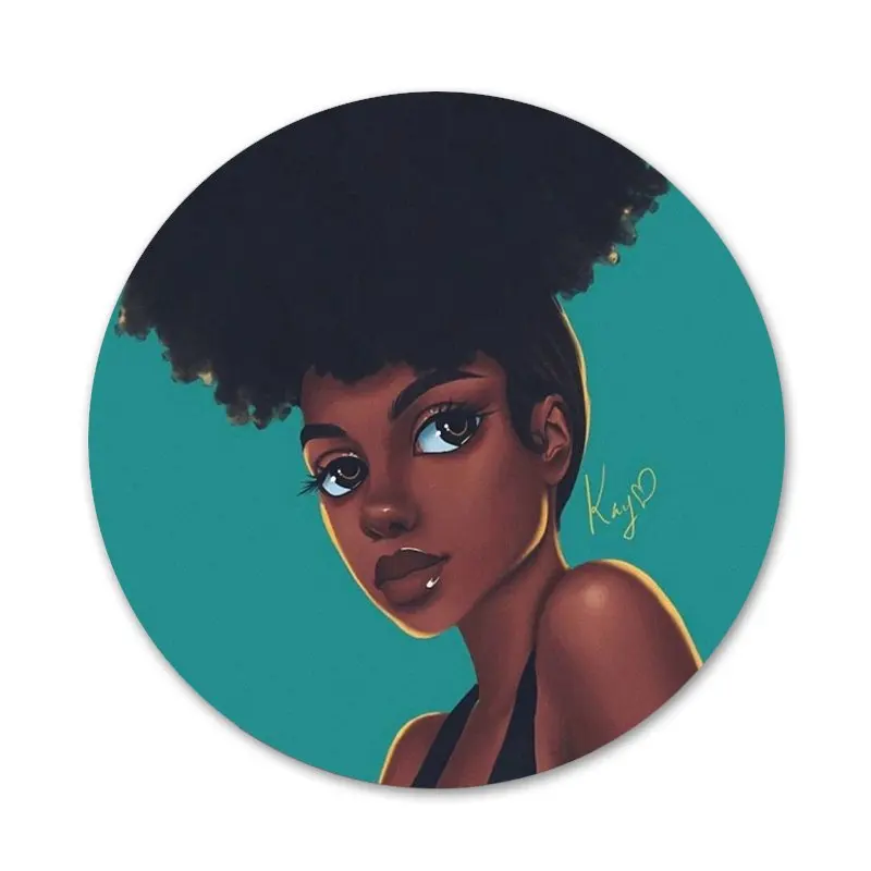 

Colorful art african girl Icons Pins Badge Decoration Brooches Metal Badges For Backpack Decoration 58mm