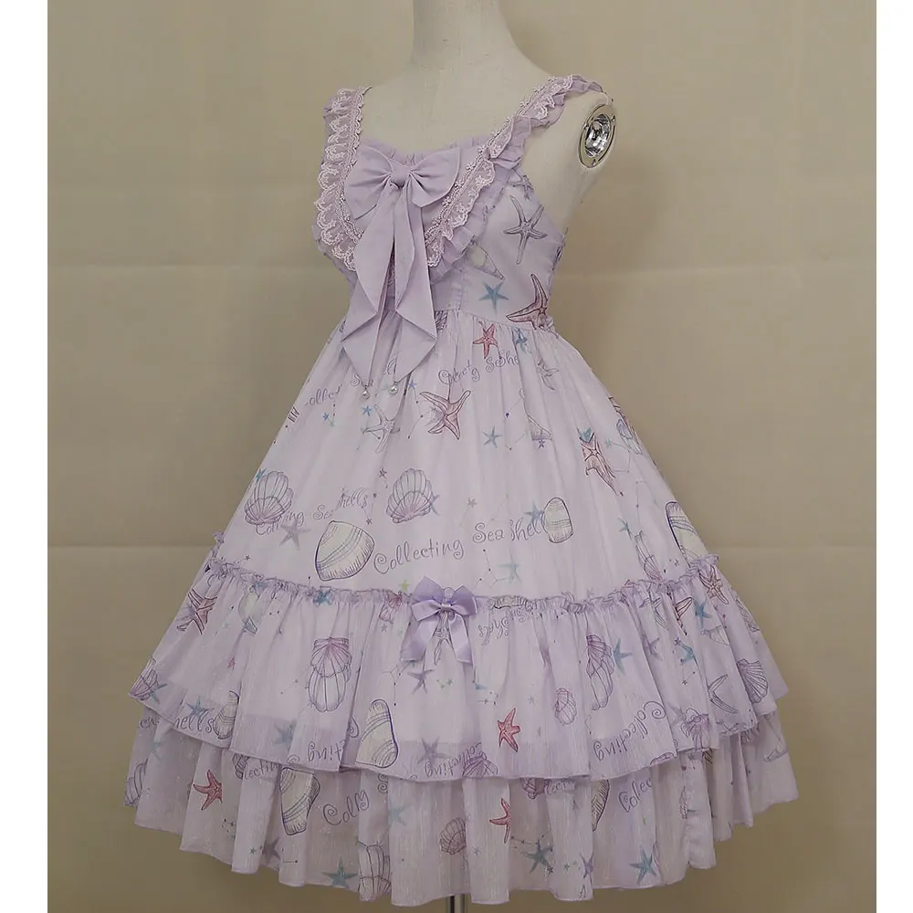 Star Fish & Shells ~ Sweet Printed Lolita Dress Sleeveless Midi Party Dress