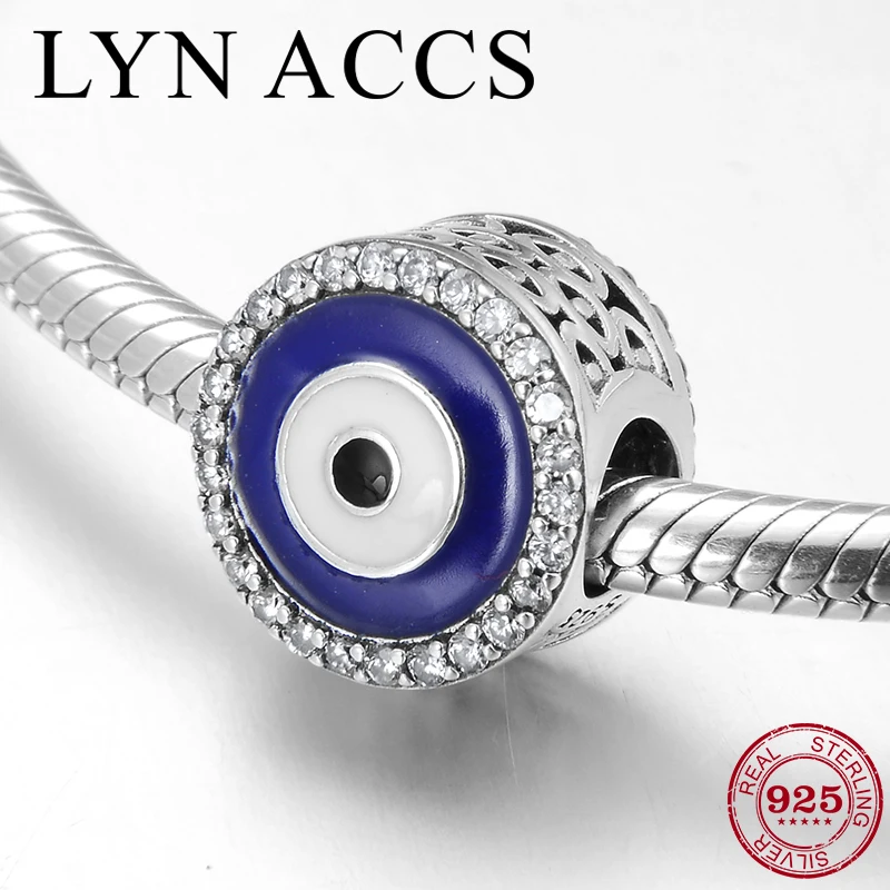 Горячая продажа 925 стерлингового серебра злой синий глаз круглые тонкие бусы