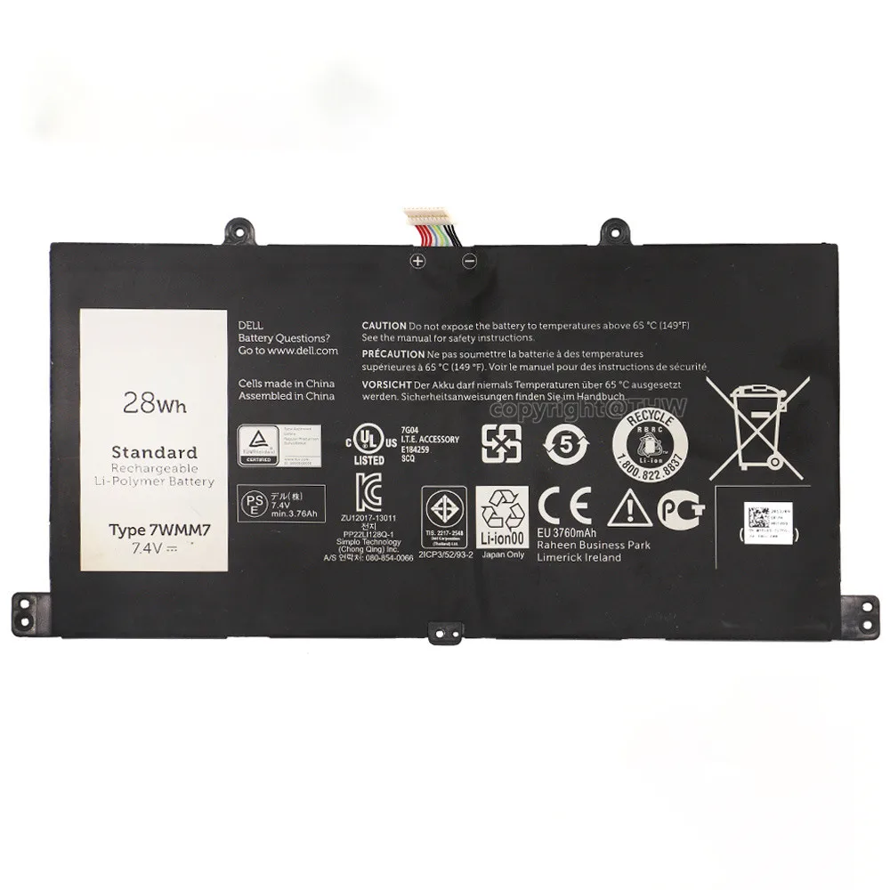 

100% New Genuine 7.4v 28Wh New Original 7WMM7 Tablet CFC6C Laptop Battery for DELL Venue 11 Pro Keyboard Dock D1R74