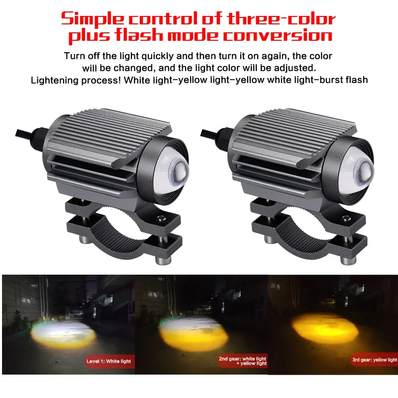 

20W Super Bright Tri-model Motorcycle LED Headlight w/ Mini Projector Lens Car ATV Driving LED Fog Light Auxiliary Spotlight.