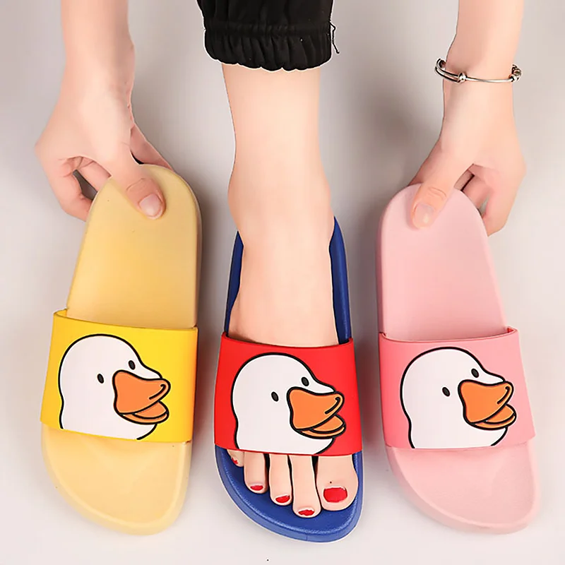 Женские тапочки уличные милые с принтом утки Женская Нескользящая Летняя обувь