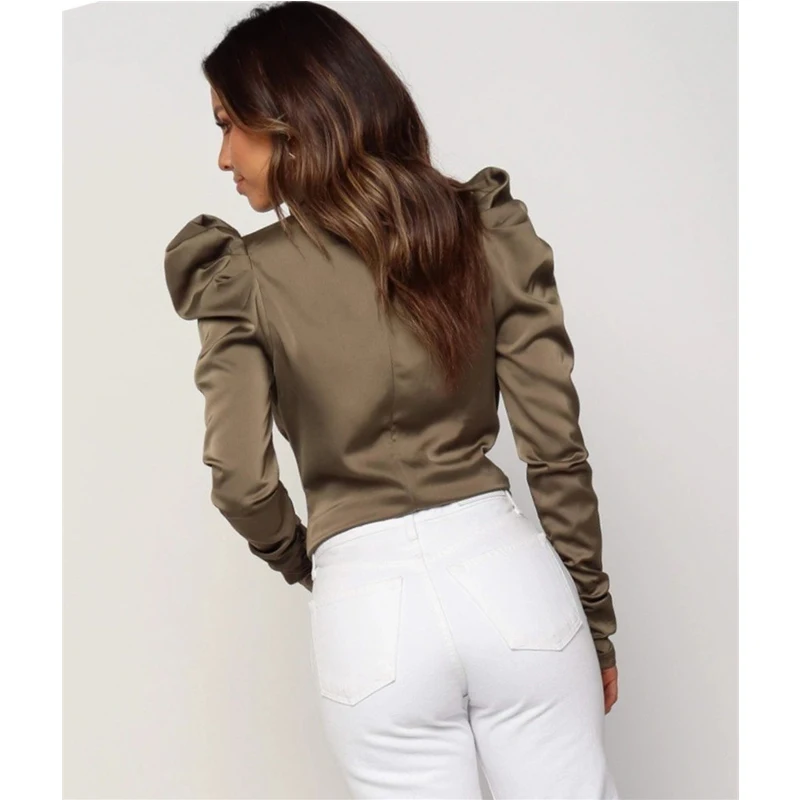 Модные женские атласные блузки Meihuida элегантные однотонные рубашки с бантом на