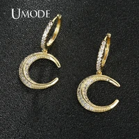 umode 2022 new glossy moon pave aaacubic zirconia earrings for women earring fashion christmas party girl gift jewelry ue0768