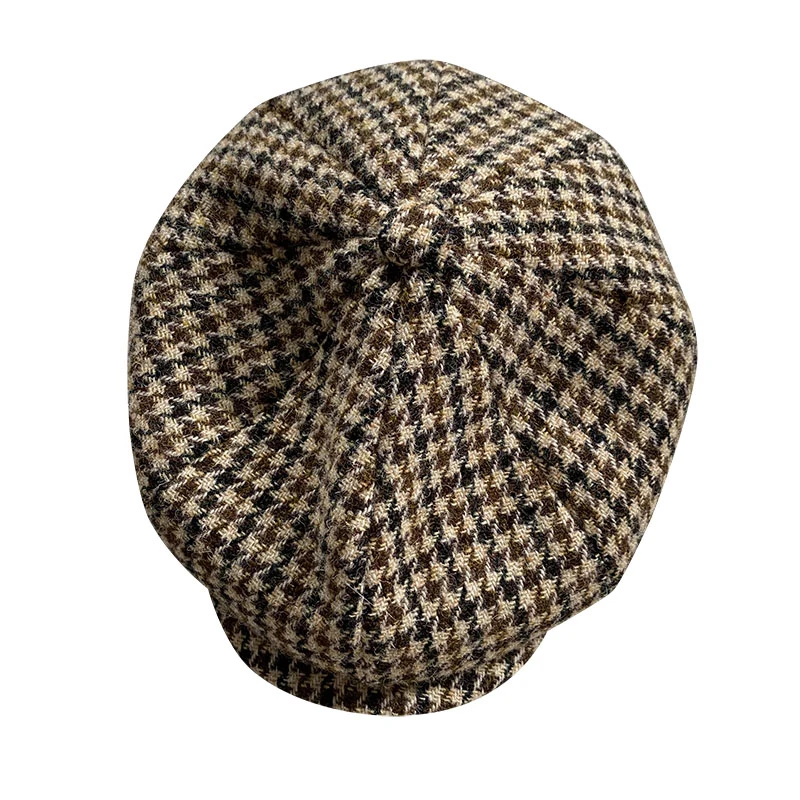 Casquette octogonale à chevrons pour homme et femme, chapeau plat 100% laine, de haute qualité, nouvelle collection hiver, BLM348