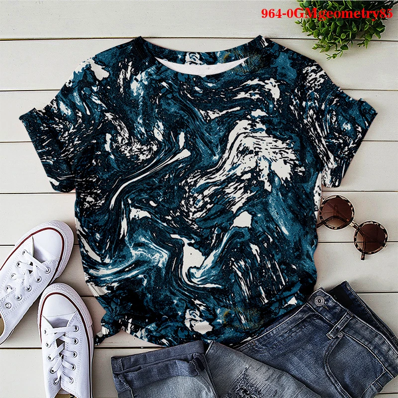 

Women T-shirt Geometry Oversized TShirt Femme T Shirt Kawaii Clothes Casual Short Sleeve Tshirt Graphic Tee Harajuku Gothic Tops
