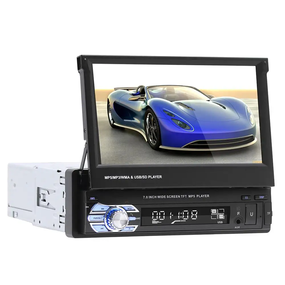 

7'' Car Stereo Audio Radio GPS Navigation Retractable Autoradio with BT DVD MP5 SD FM USB Player Rear View Camera Dropshipping