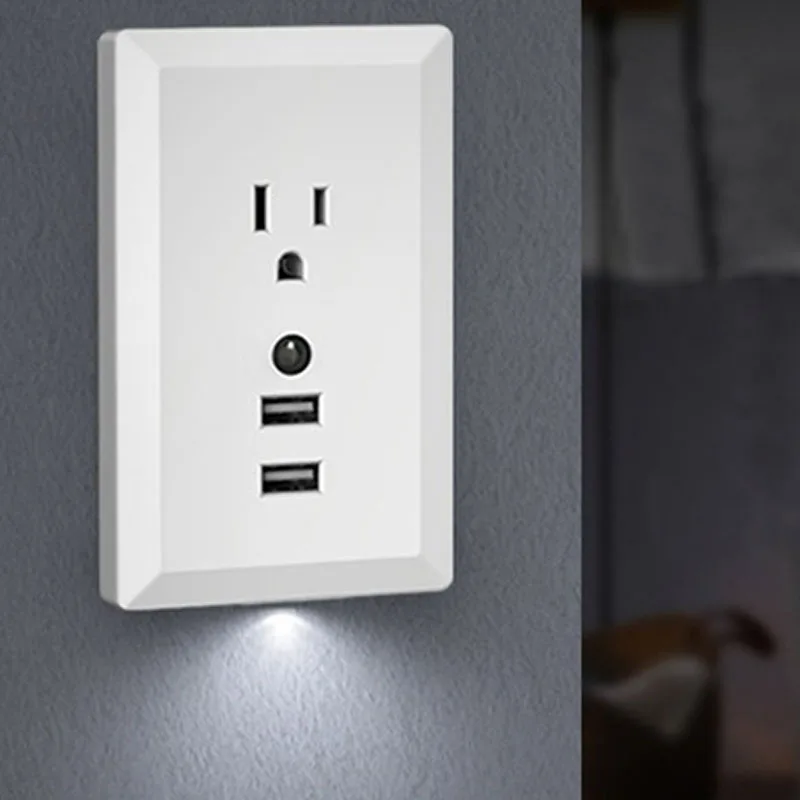 

Smart Wall Socket Outlet Adapter With Night light 2USB Port 5V 2.4A 16A 3Pin US Plug Socket Power Outlet Panel Socket