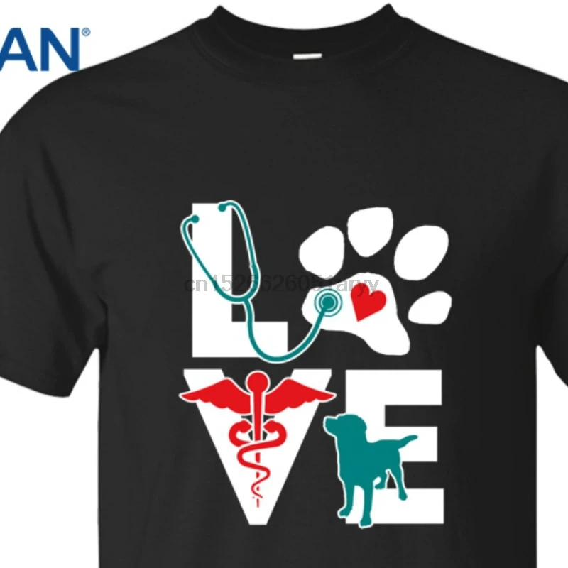 

Tee Shirt Love Veterinary Medicine Cute Letters Gift T Shirts Topic Grey Homme Uniform Fitness 100% Cotton