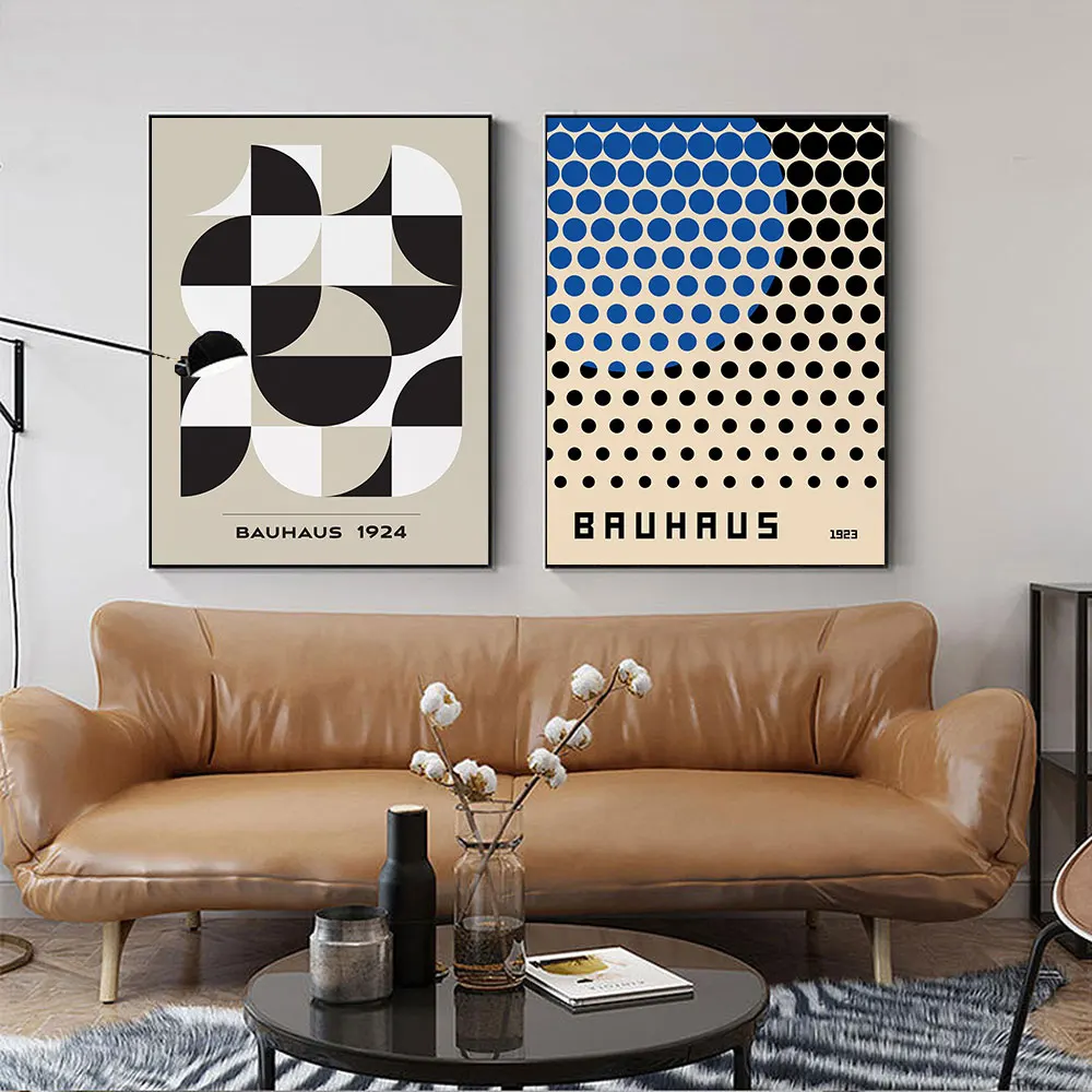 Bauhaus черно-белый постер Геометрическая Картина на холсте абстрактная картина