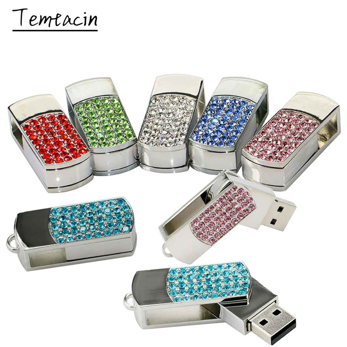 Бизнес USB флэш-накопитель с украшением в виде кристаллов кулон флеш-накопитель 256G