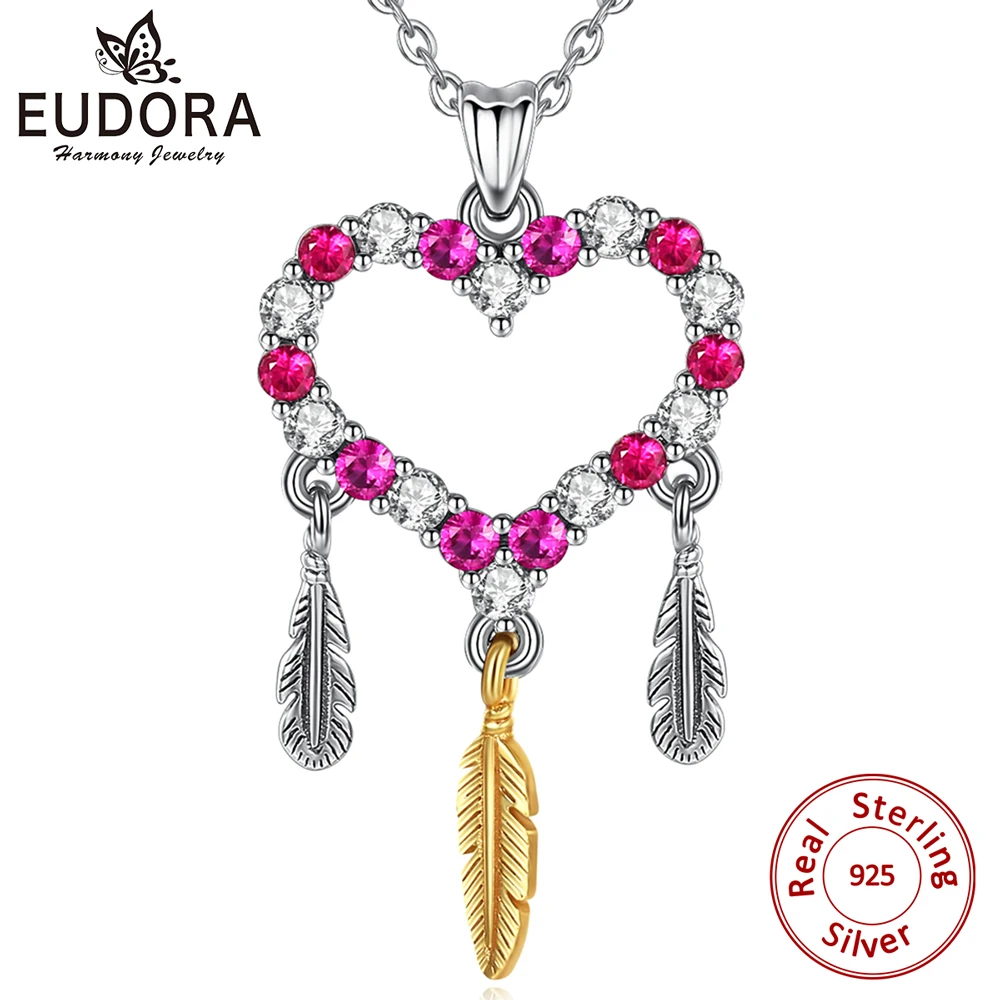 Женское ожерелье с подвеской в виде сердца EUDORA из стерлингового серебра 925 пробы