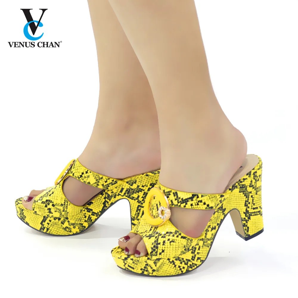 

New Arrival Italian Ladies Sexy High Heels Pumps Yellow Color Design Ladies Pumps African Women Sandal Shoes for Party