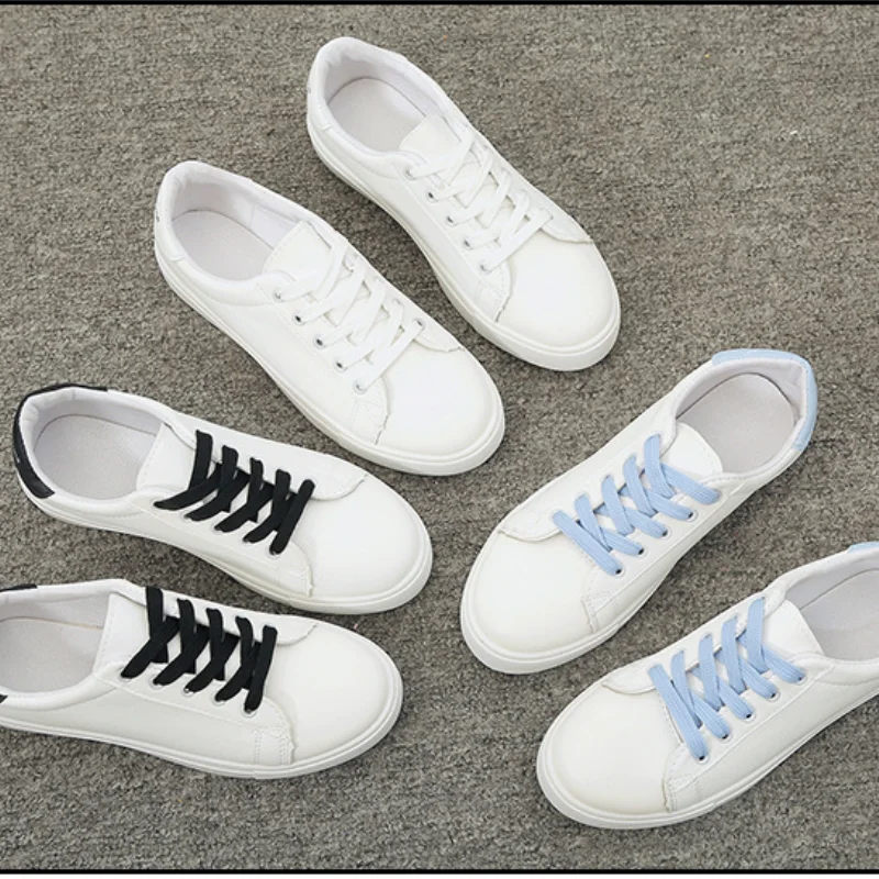 

2021 Spring Women Sneakers Fashion Breathble Vulcanized Shoes Pu Leather Platform Shoes White Lace Up Casual Shoes Zapatos Mujer