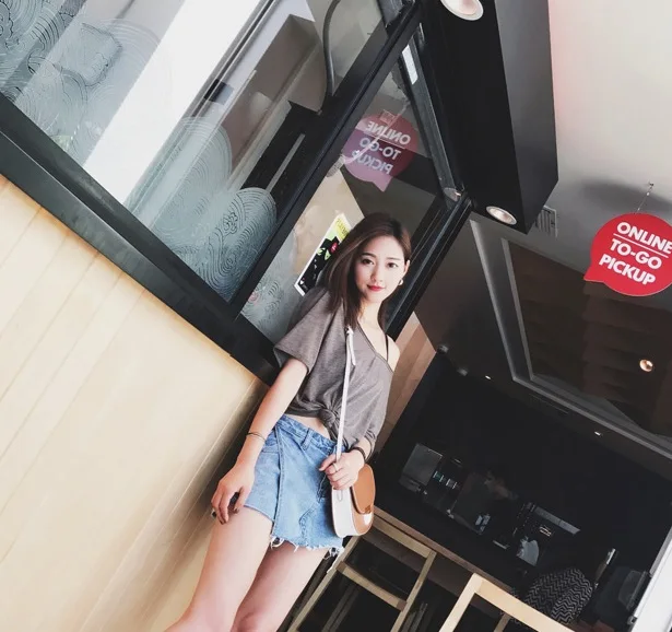 Женские джинсовые шорты синие повседневные свободные мини юбки с высокой талией