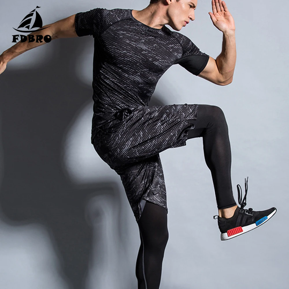 Рубашка FDBRO для тренажерного зала одежда тренировок мужской компрессионный