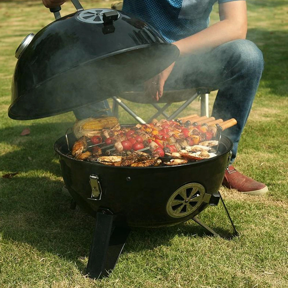 

112cm Round BBQ Grill Cover with Drawstring Closure Heavy Duty Oxford with Waterproof Coating Weather Proof Patio Fire Pit Cover