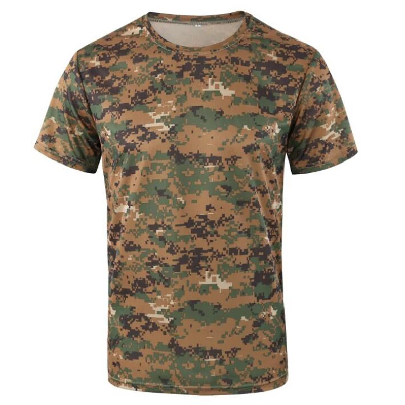 Outdoor Hunting Camouflage T-shirt Men Breathable Army Tactical Combat T Shirt Quick Dry Sport Camo Camping Trekking Tees Tops | Спорт и