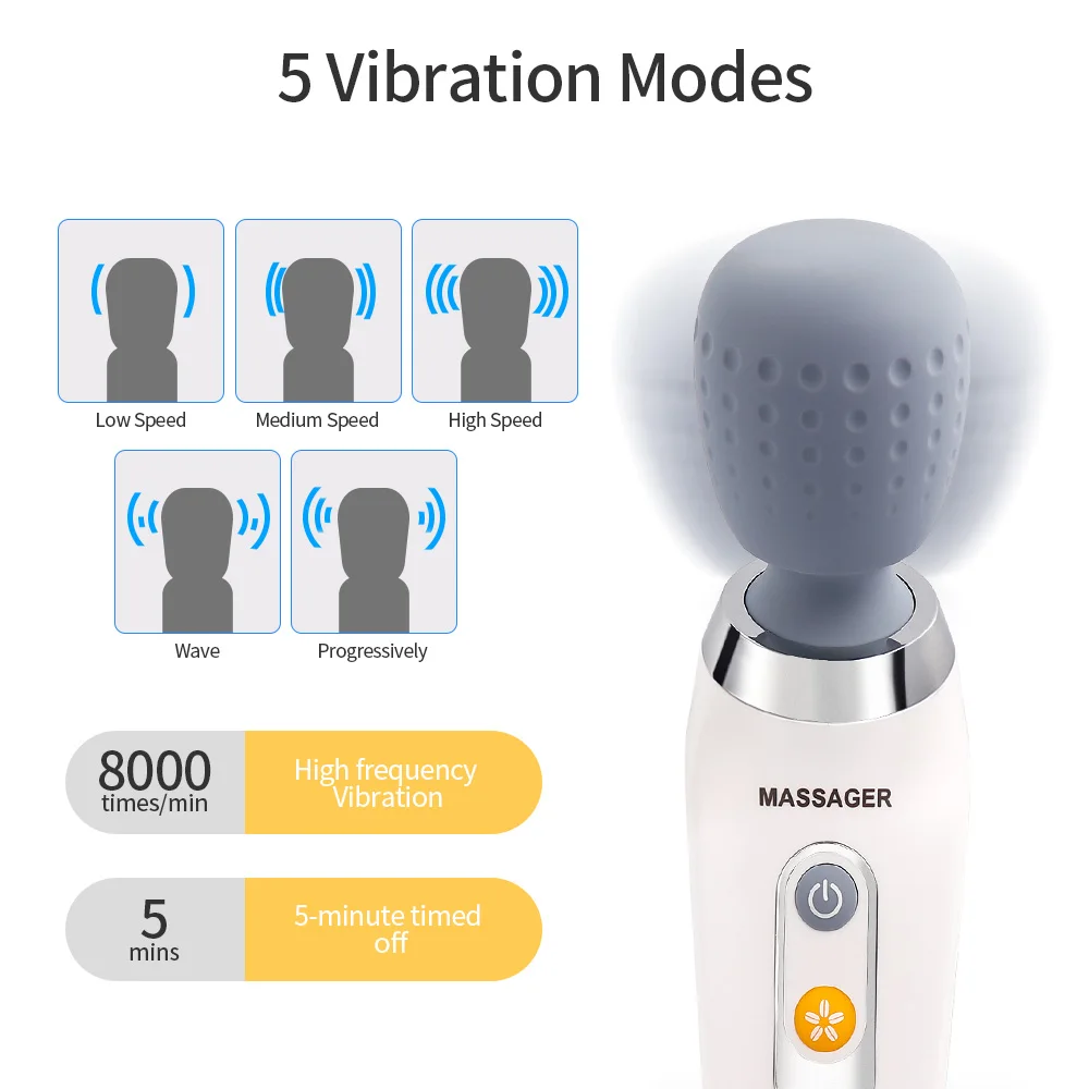 USB Handheld Electric Wand Massager High Frequency Vibration Body Neck Back Muscle Relax Vibrating Deep Tissue Massage Machine | Красота и