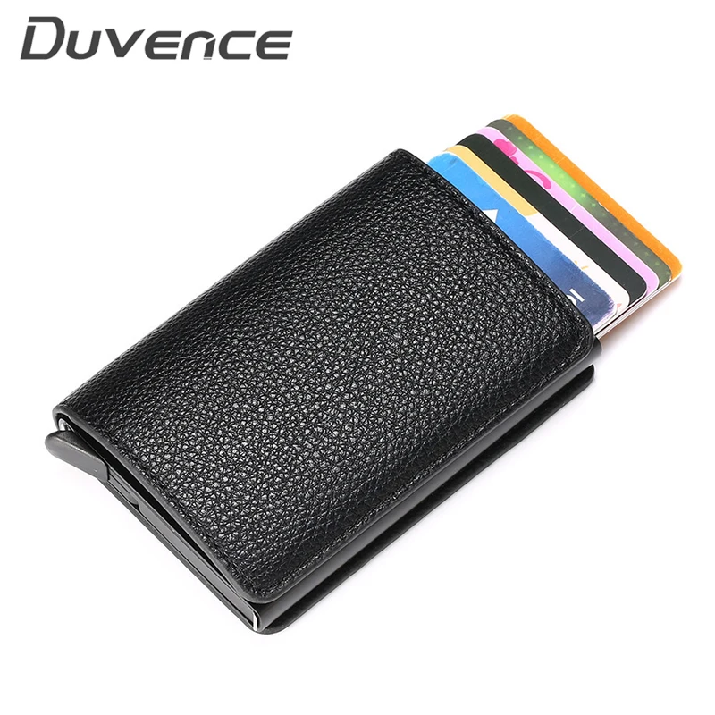 RFID Wallet Litchi Soft Leather Card Case Information Protector Safety Clutch Fashion Pop-Up Holder Aluminum Box | Багаж и сумки