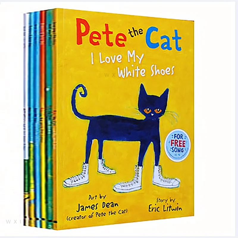 

Новые Классические книжки с рисунком Пита, кота, 6 книг, для раннего обучения детей, китайская короткая книга для чтения