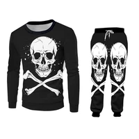 ogkb black sweatshirts and jogger pants suits for men cool printed skeleton 3d sport tracksuit two piece set hip hop streetwear