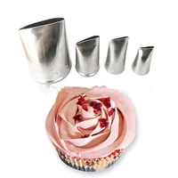 4pcsset diy baking tools rose flowers nozzles creative icing piping nozzle pastry tips sugar craft cake decoration tools