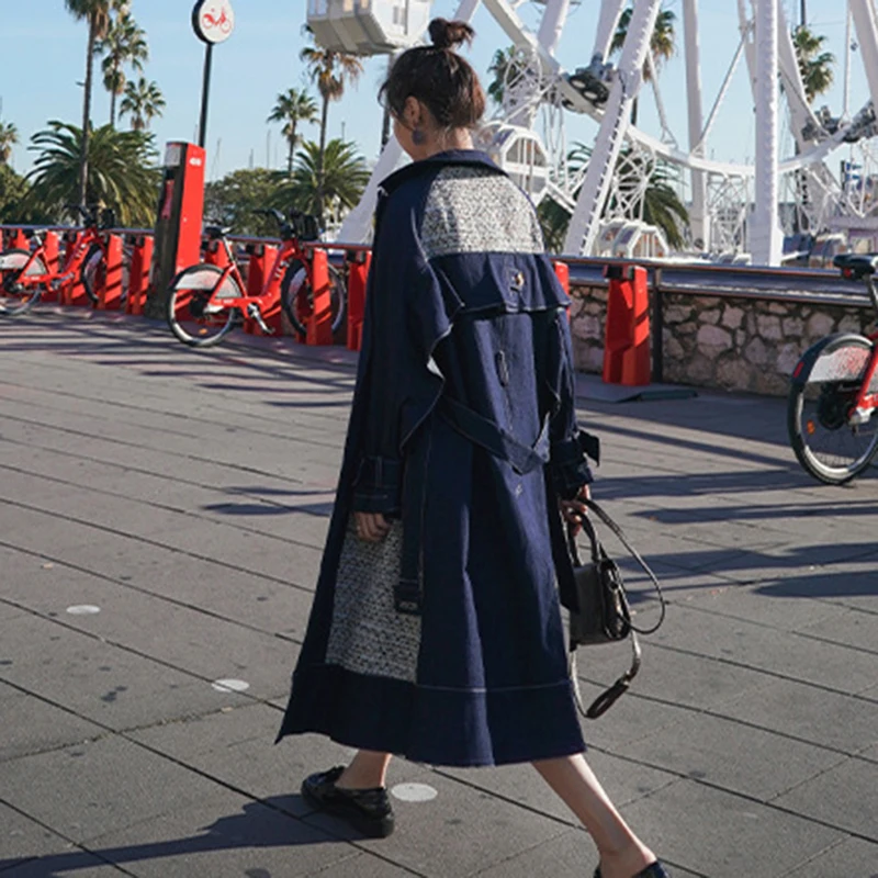 Женское джинсовое пальто TWOTWINSTYLE Осеннее повседневное с отложным воротником