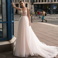 eightree charming v neck a line wedding dresses 2021 luxury appliques beaded bohemian bride gown plus size vestido de noiva