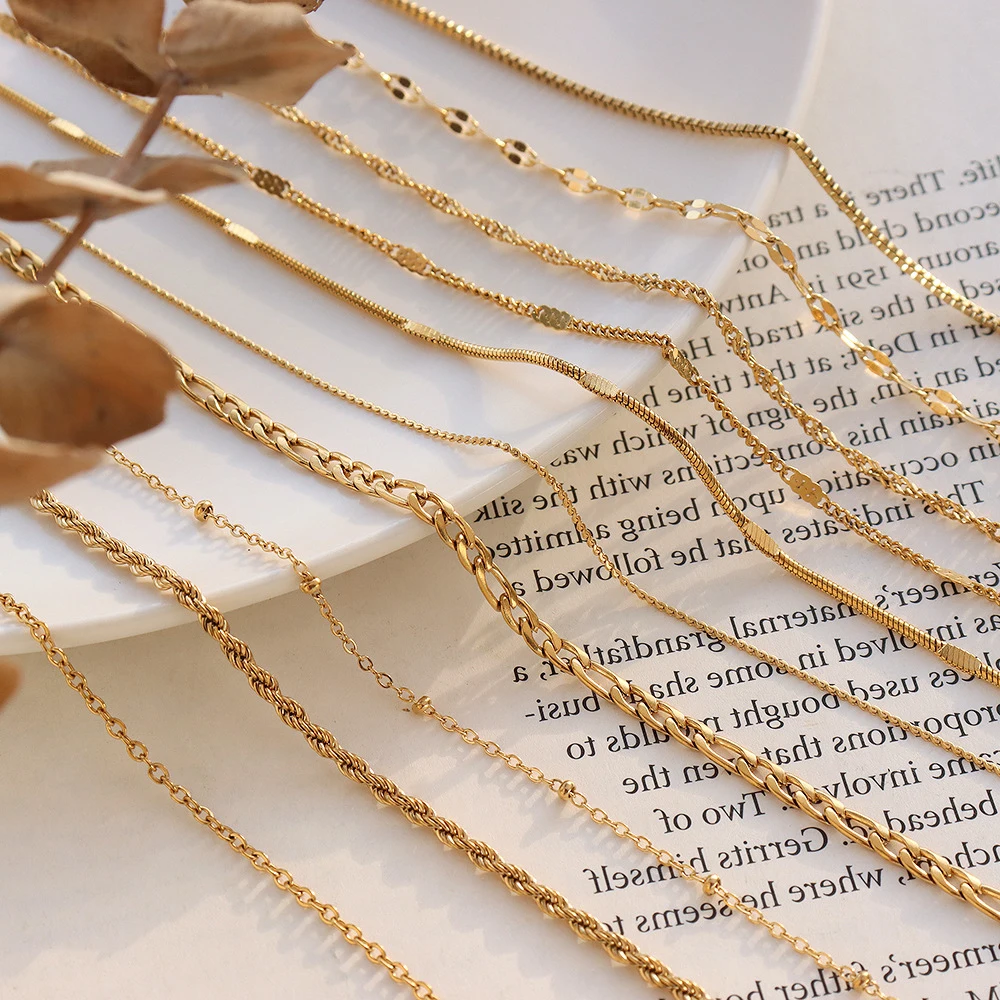 

RHYSONG 316L Stainless Steel O Shape Snake Figaro Box Twist Link Chain Gold Silver Color Basic Necklace For Women Men Jewelry