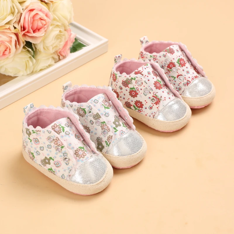 

Prewalker Baby Baby Shoes Flowers Fashion Casual Canvas Shoes 0-18M Soft Sole Newborn Toddler Shoes