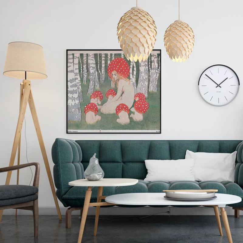 

other Mushroom with her children Vintage art print Poster Mushroom wall art Woodland decor Antique forest Canvas Print Painting