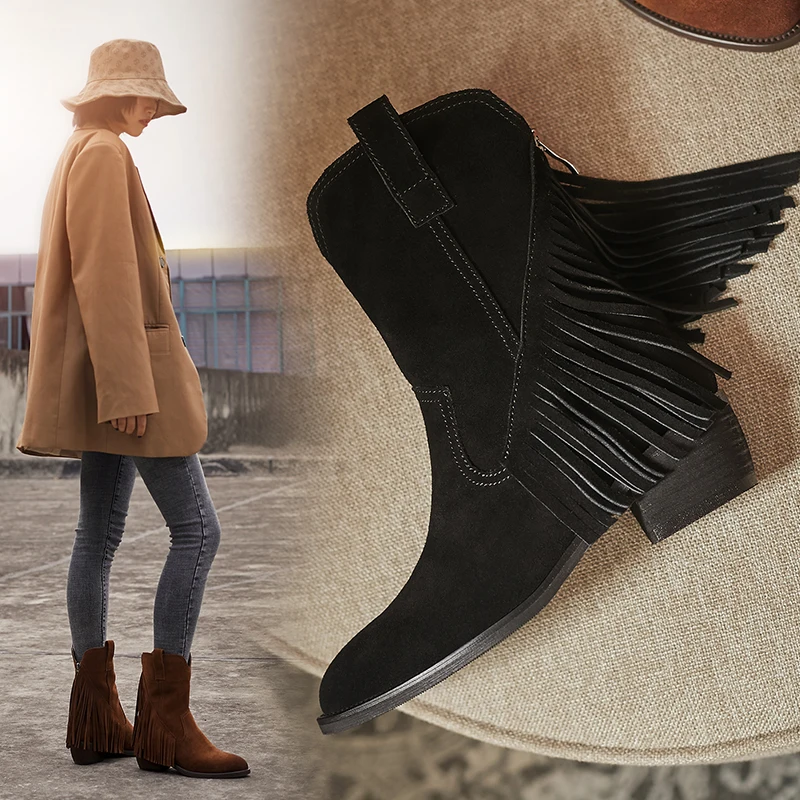 

Winter Genuine Suede Leather boots Women Ankle Boots Comfortable quality soft Shoes Brand Designer Handmade 2020 black boots