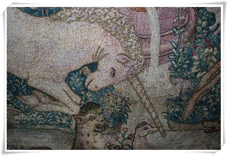 

100 X 100CM FASHION HOME DECORATION COTTON WOVEN FABRIC SOFT UNICORN HUNTING AUBUSSON TEXTILE TAPESTRY WALL HANGINGS