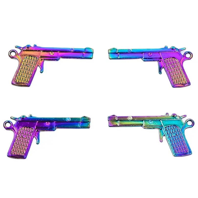 

10PCS Alloy Pistol Gun Charms Pendant Accessories Rainbow Color For Jewelry Making Earring Necklace diy Metal Bulk Wholesale