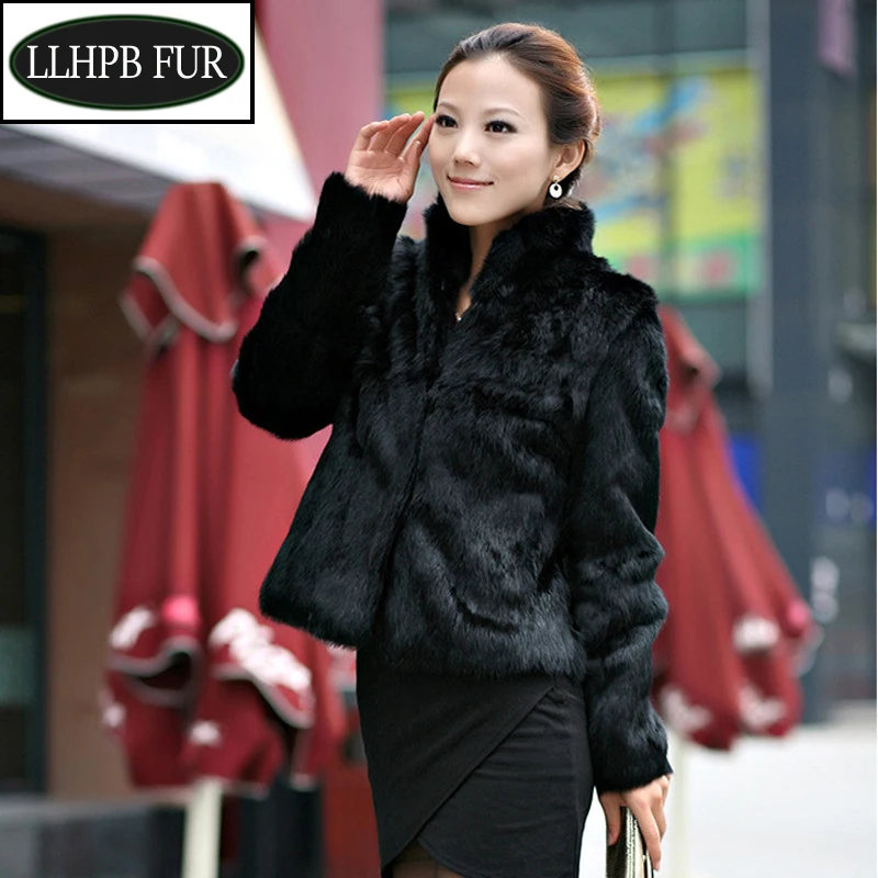 2022 New Genuine Rabbit Fur Coat Women Full Pelt Real Jacket Winter Overcoat Customized Big Size Mandarin Collar | Женская одежда