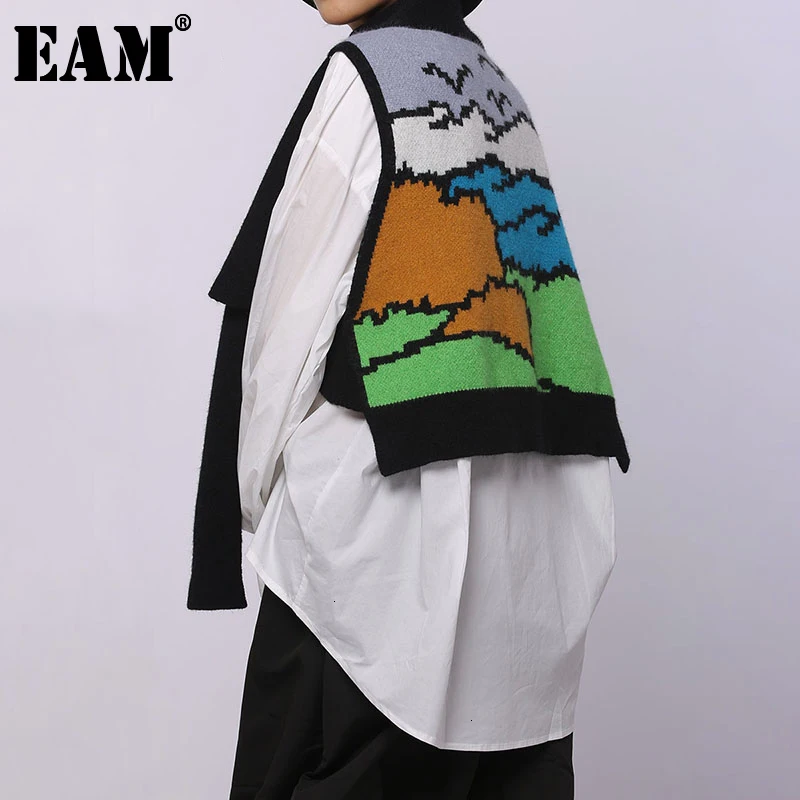 

[EAM] Women Knitting Asymmetrical Bandage Keep Warm Scarf PashminaNew Long Personality Fashion Tide Spring Autumn 2022 1D190