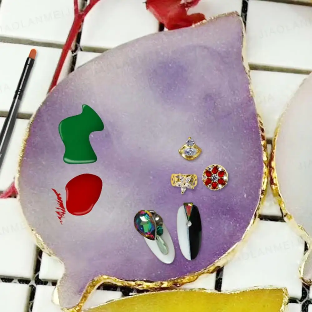 

Leaf-shaped Resin Agate Piece Jewelry Display Board Nail Palette Photography Props.