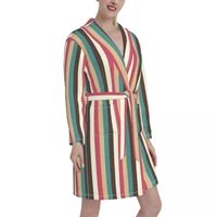 women men soft warm coral fleece bathrobe winter flannel bath robe stripes design nightgown womens dressing gown male sleepwear