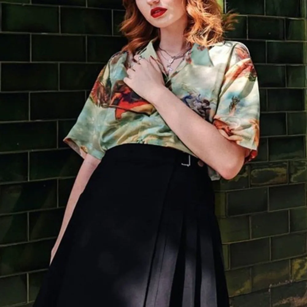 Женская винтажная блузка с принтом в виде Купидона и ангела рубашка кардиган