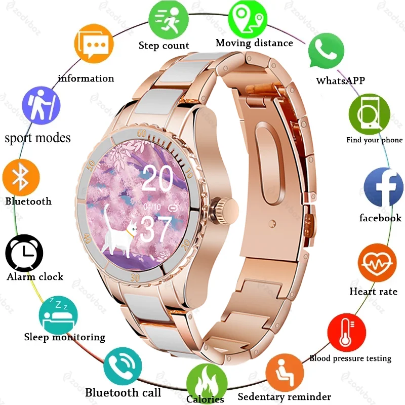 

Smart Watch Women Heart Rate Blood Pressure Monitor Bluetooth Call Music Player DIY Custom Dial Ladies Smartwatch For Samsung