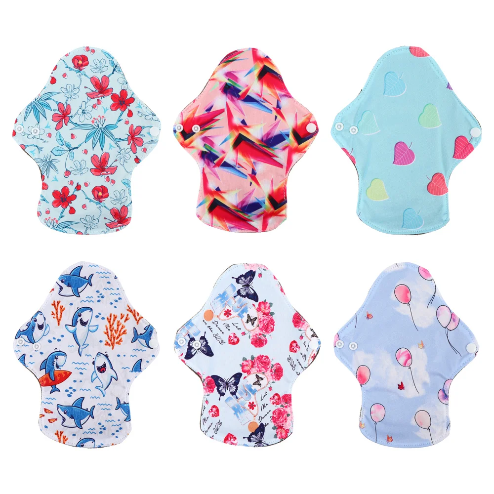 

6pcs Washable Panty Liner Pads Hygiene Pads Reusable Sanitary Pads with Bag