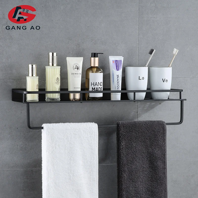 Алюминиевая черная полка для ванной комнаты Корзина Для ванны и душа Полки Полка