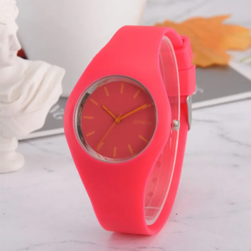 Thin Geneva Candy Color Silicone Watch Free Dresses for Women Student Jelly Casual Men Gift Simple Relojes Para Mujer Наручные часы